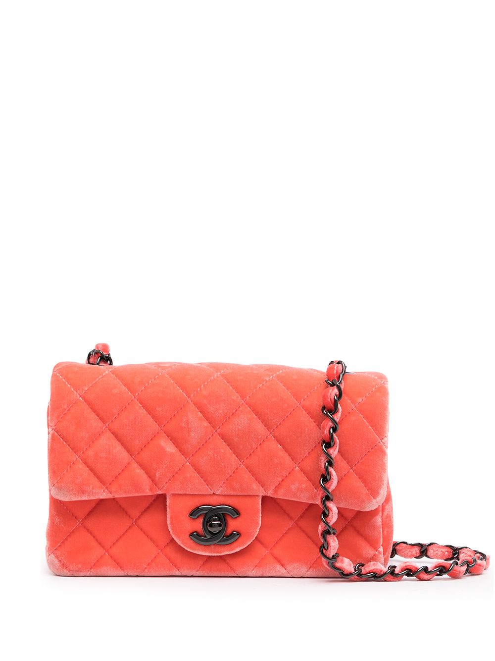 CHANEL Pre-Owned Classic Flap 丝绒单肩包 - 粉色