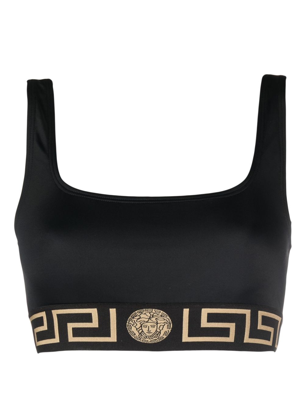 Versace 希腊回纹图案比基尼上装 - 黑色