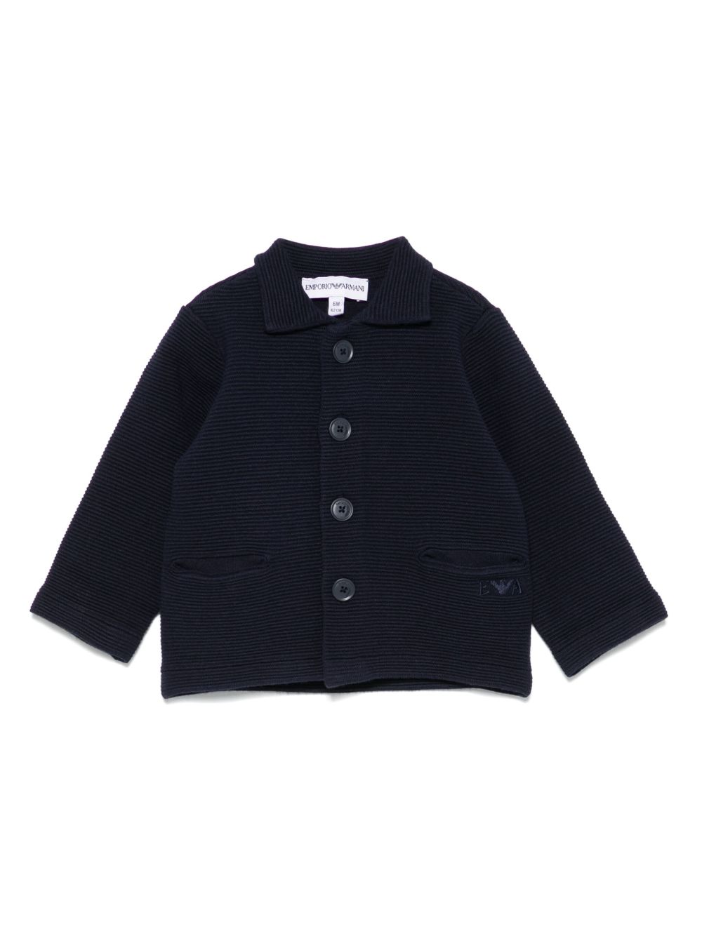 Emporio Armani Kids 罗纹针织开衫 - 蓝色