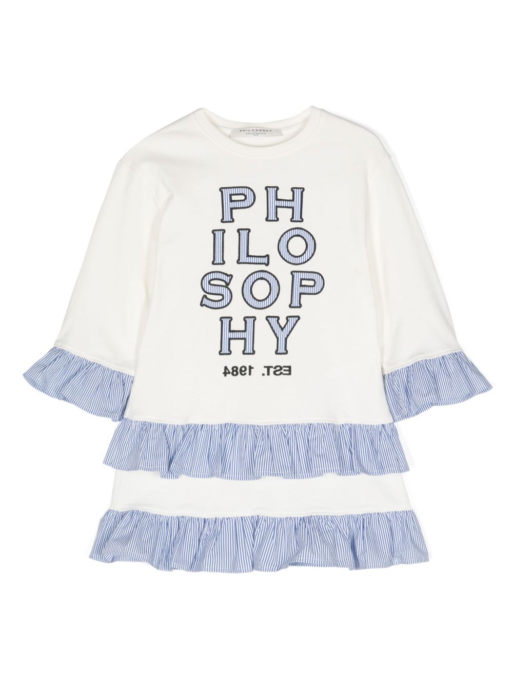 Philosophy Di Lorenzo Serafini Kids logo刺绣棉连衣裙 - 中性色