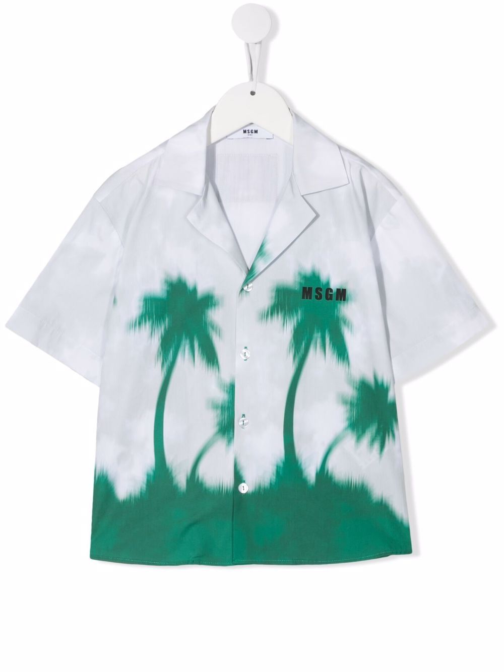 MSGM Kids logo图案印花衬衫 - 白色