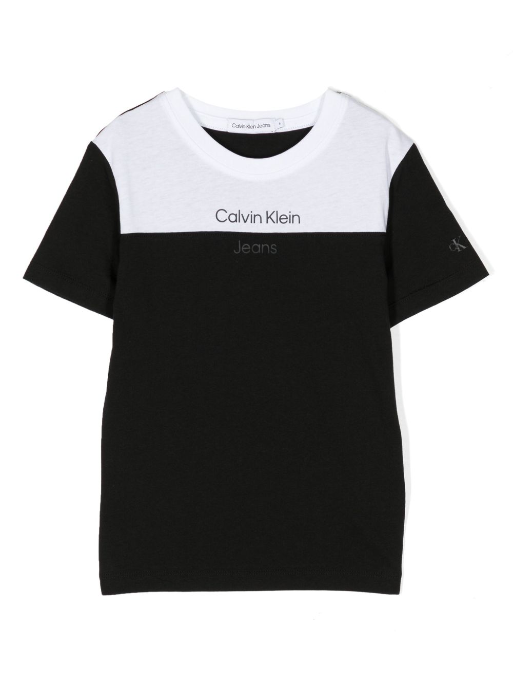 Calvin Klein Kids 双色拼接T恤 - 黑色