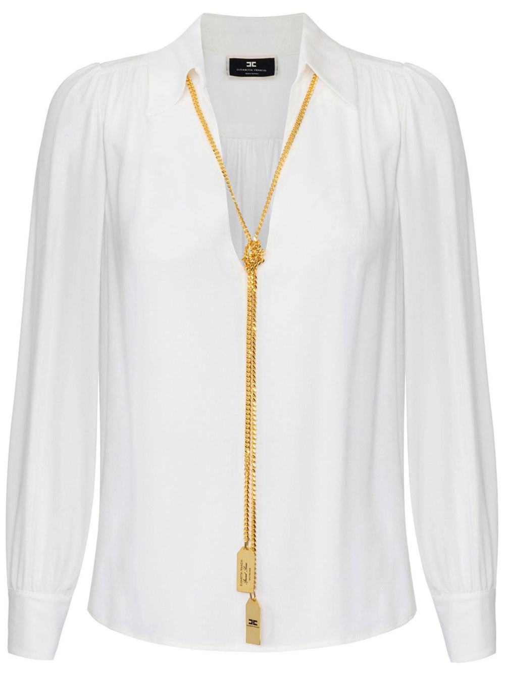 Elisabetta Franchi 项链贴花乔其纱罩衫 - 白色