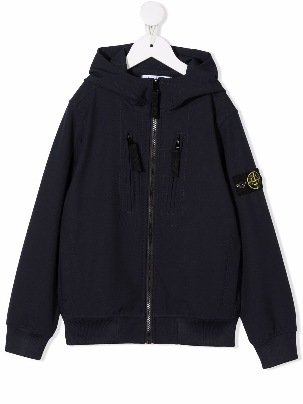 Stone Island Junior 拉链连帽夹克 - 蓝色