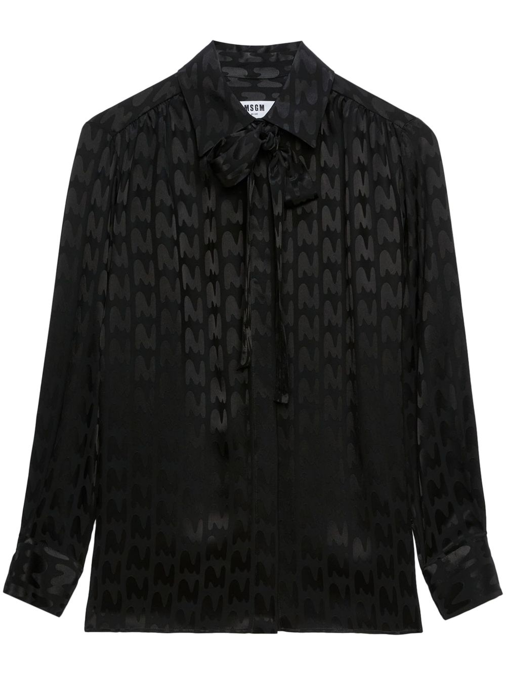MSGM 大面积logo印花系带领衬衫 - 黑色