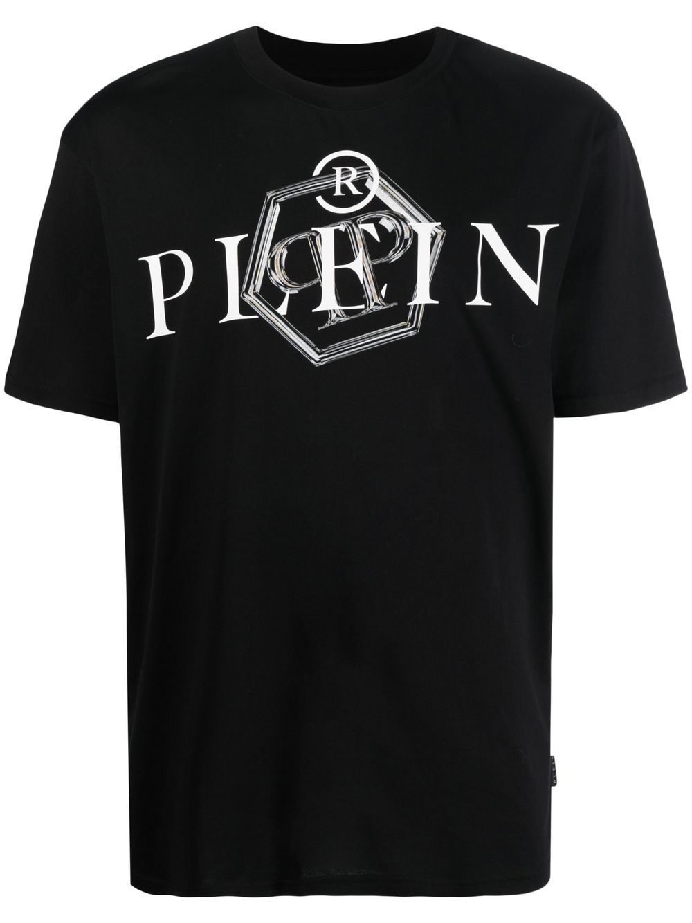 Philipp Plein logo印花棉T恤 - 黑色