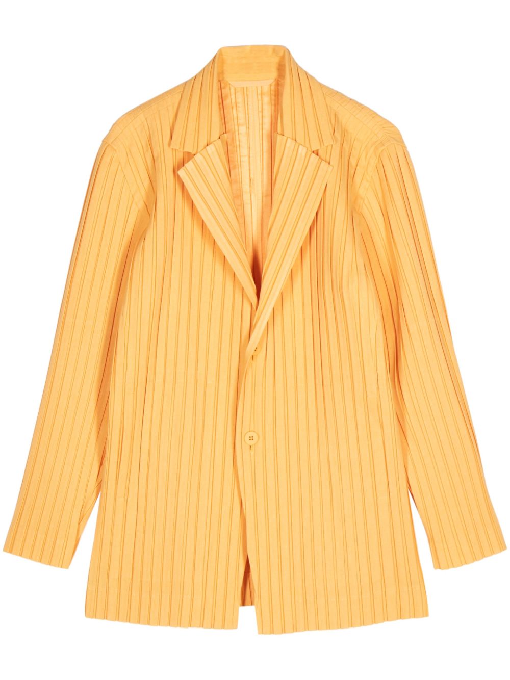 Homme Plissé Issey Miyake Ensemble 褶饰单排扣西装夹克 - 橘色