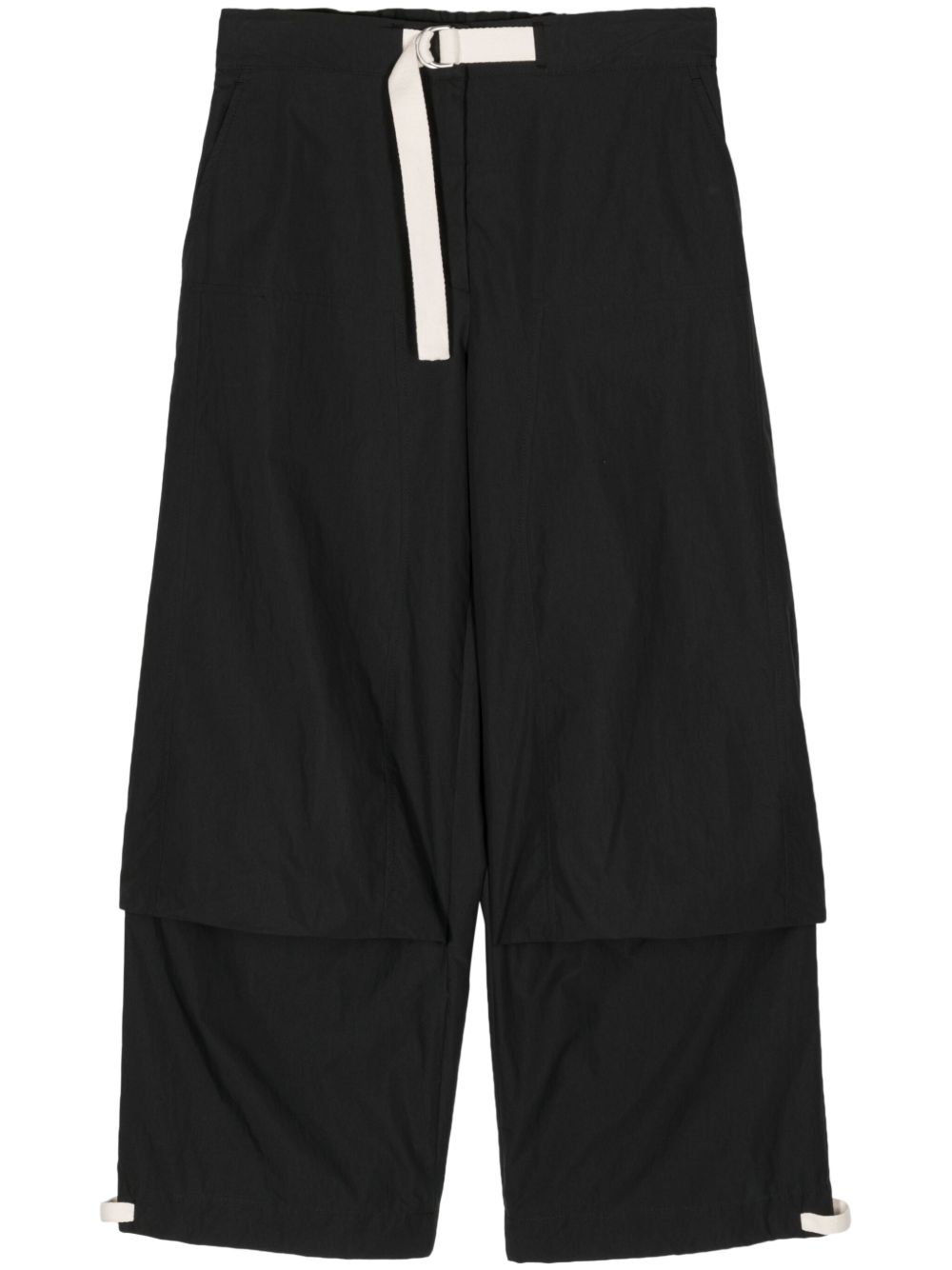 Jil Sander drawstring cropped trousers - 黑色