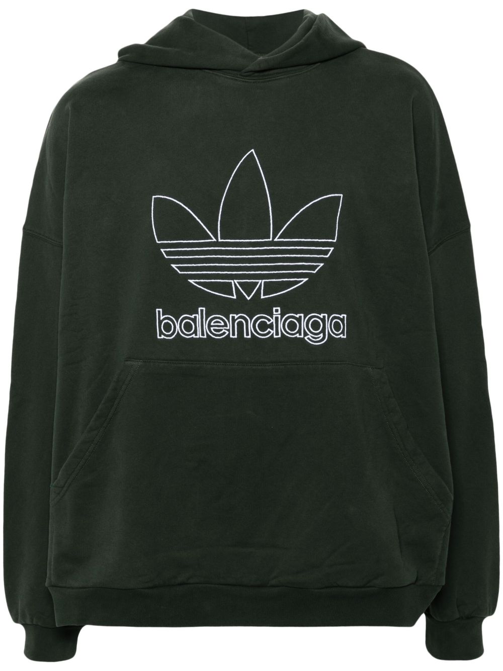 Balenciaga x Adidas logo刺绣连帽衫 - 绿色