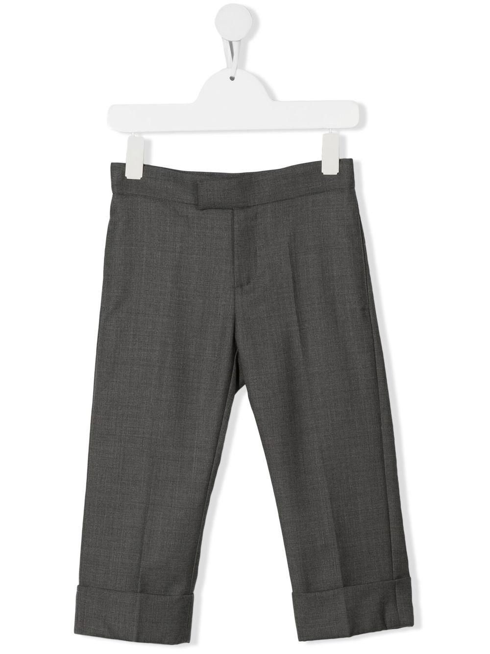 Thom Browne Kids Super 120s 斜纹布精裁长裤 - 灰色