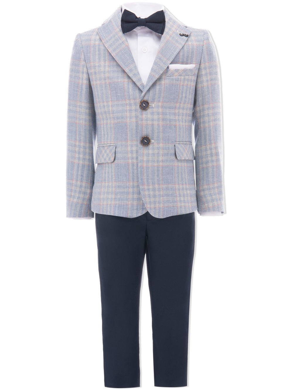 Moustache plaid peak-lapel suit - 蓝色