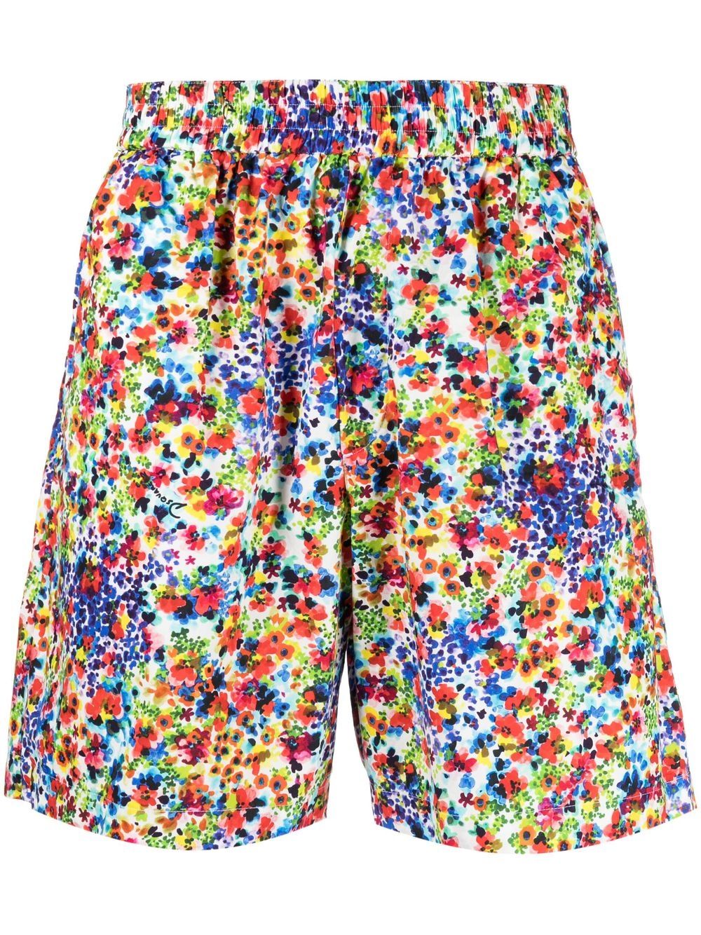 DSQUARED2 花卉印花运动短裤 - 白色