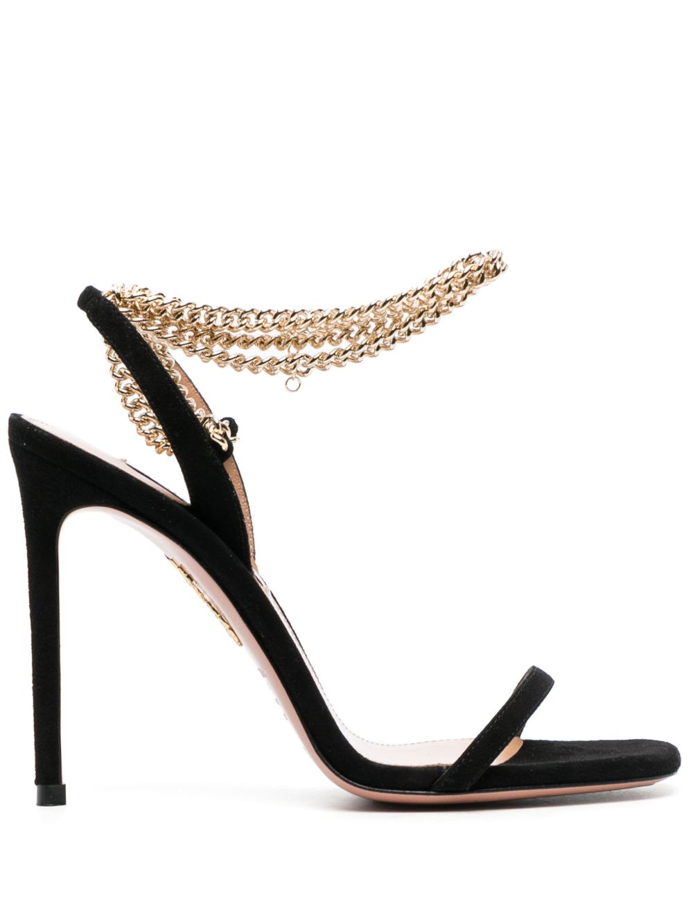Aquazzura 链式绒面皮高跟鞋 - 黑色
