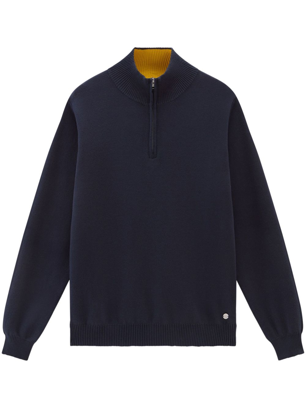 Woolrich logo标牌拉链领毛衣 - 蓝色