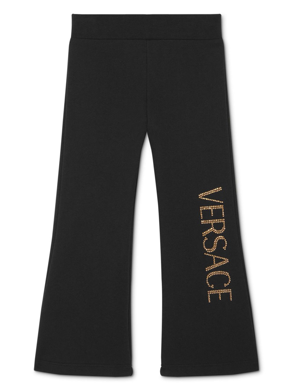 Versace Kids logo铆钉喇叭裤 - 黑色