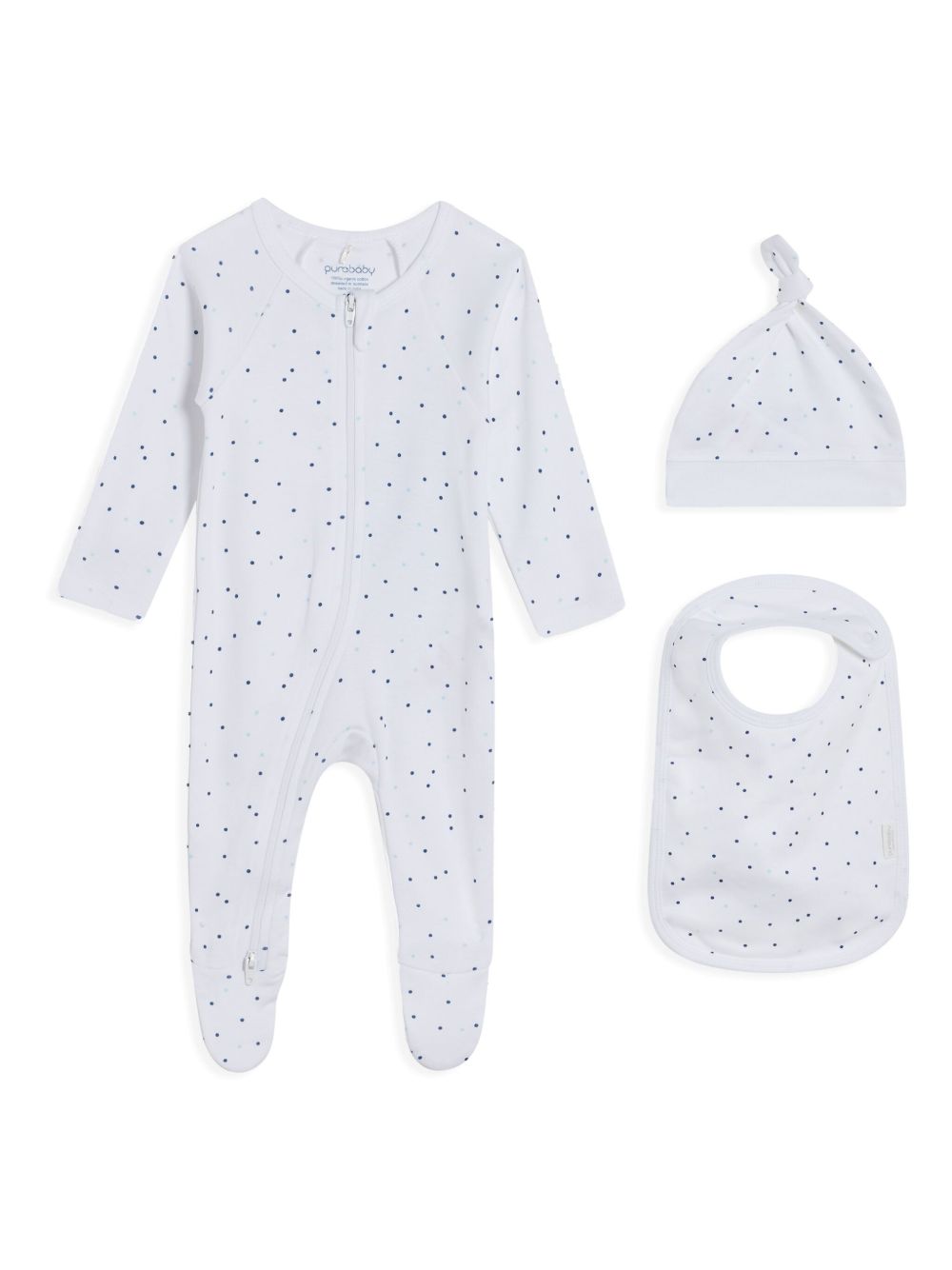 Purebaby 波点印花连体衣套装 - 白色