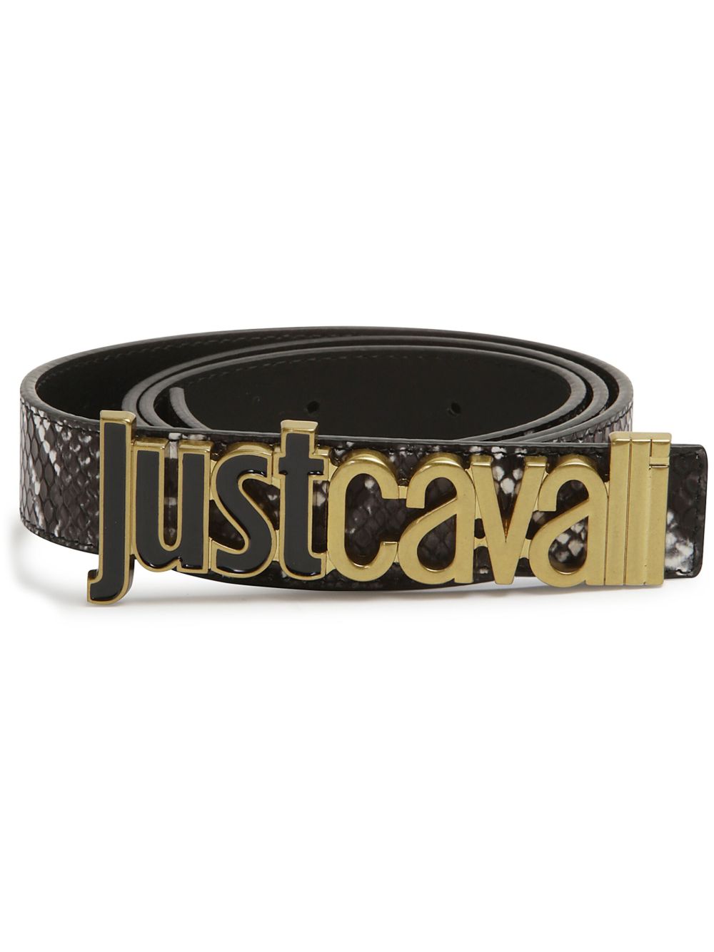 Just Cavalli logo扣环皮质腰带 - 褐色