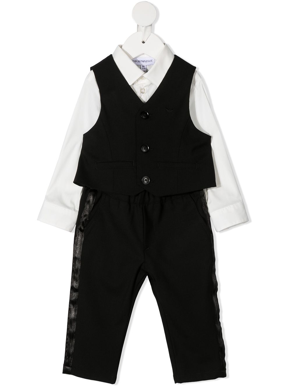 Emporio Armani Kids 三件式西装套装 - 黑色