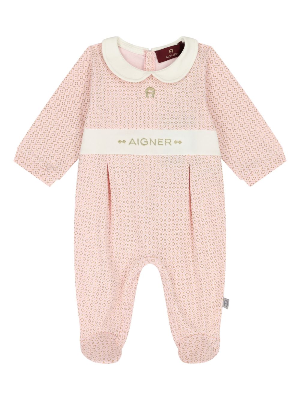 Aigner Kids logo刺绣连体衣 - 粉色