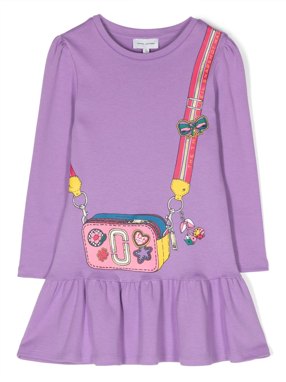 Marc Jacobs Kids 错觉画印花棉连衣裙 - 紫色