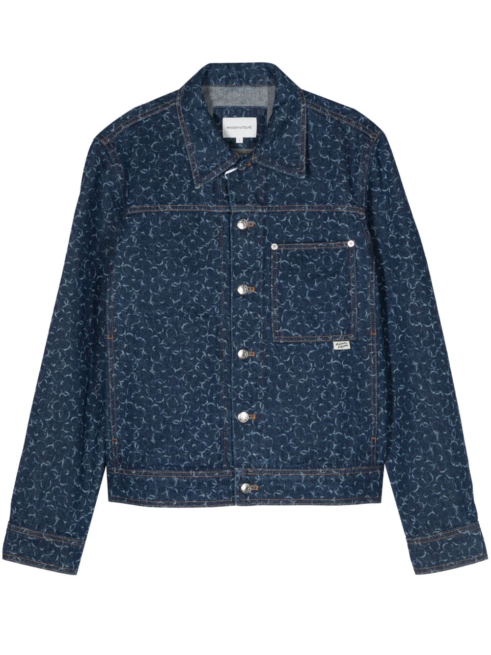 Maison Kitsuné 几何图案牛仔夹克 - 蓝色