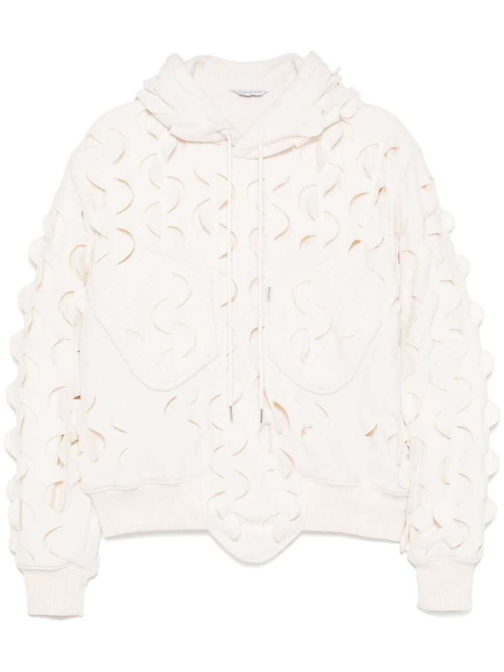 JUNTAE KIM laser-slashed fleece hoodie - 中性色