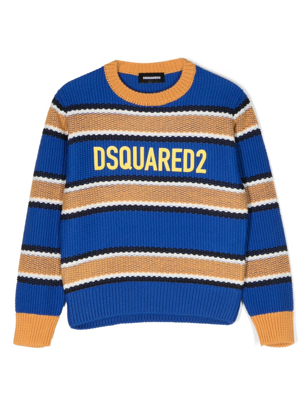 DSQUARED2 KIDS 亮条纹针织毛衣 - 蓝色