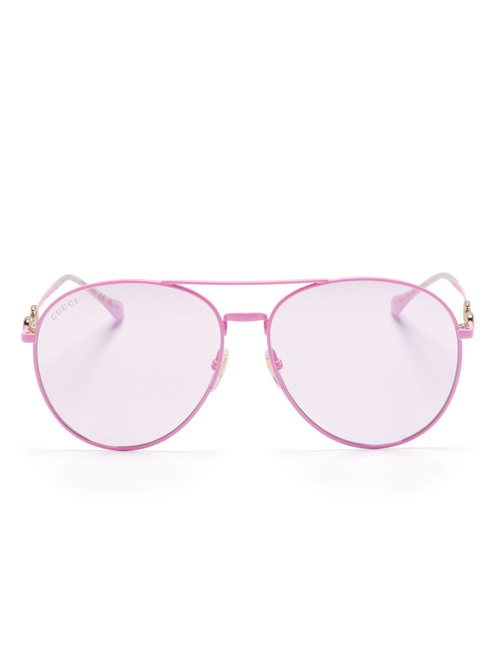 Gucci Eyewear 飞行员镜框太阳眼镜 - 粉色