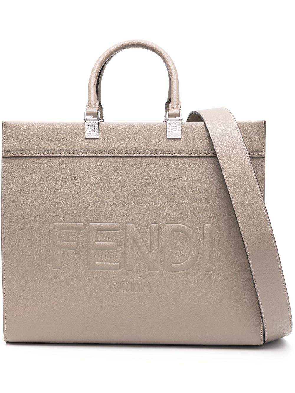 FENDI Sunshine 皮质手提包 - 灰色