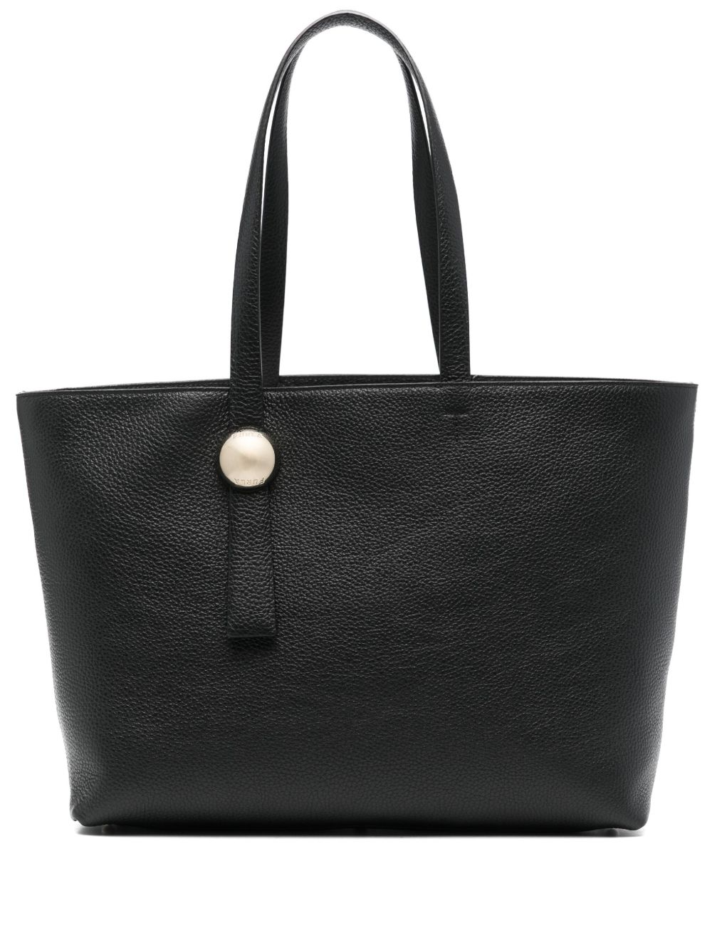 Furla logo凹面压花皮质托特包 - 黑色