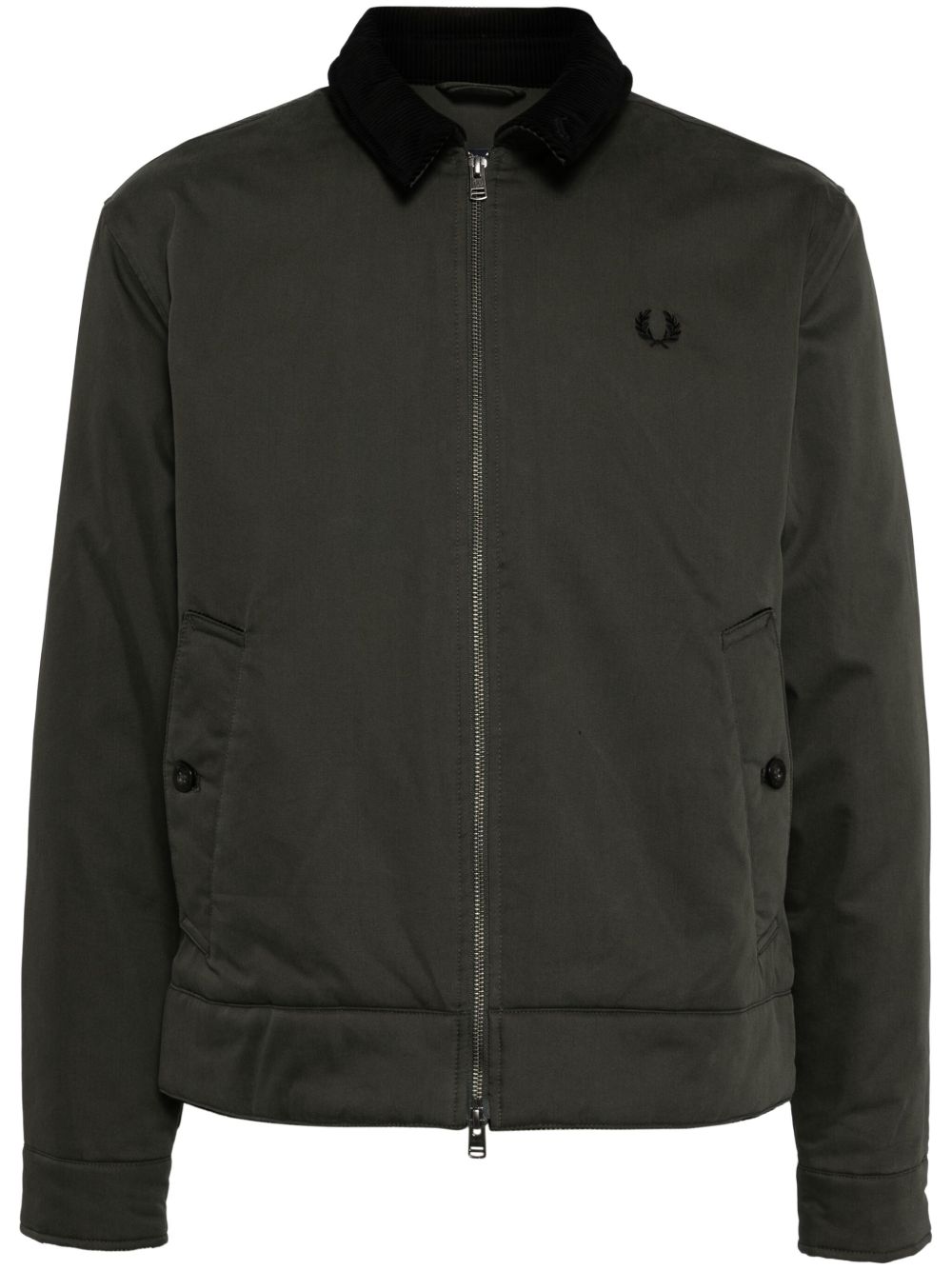 Fred Perry logo刺绣拉链飞行员夹克 - 绿色
