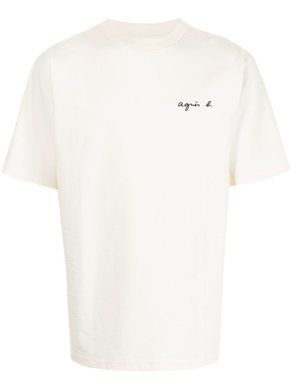 agnès b. logo刺绣印花T恤 - 白色