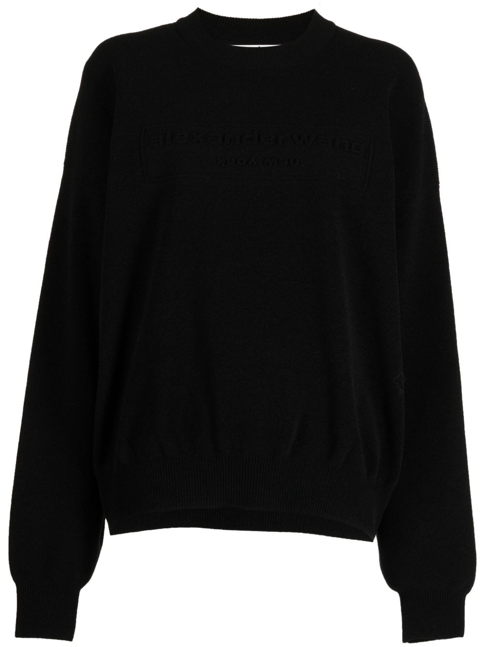 Alexander Wang logo刺绣罗纹毛衣 - 黑色