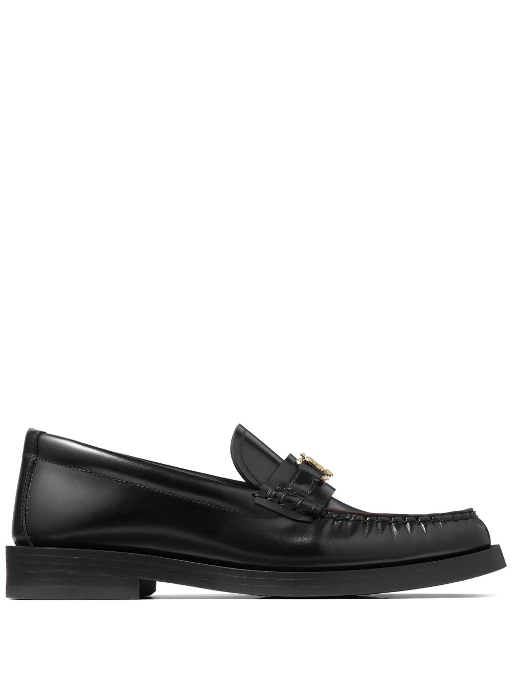 Jimmy Choo Addie logo标牌皮质乐福鞋 - 黑色