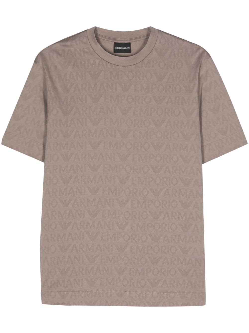 Emporio Armani logo提花棉T恤 - 灰色