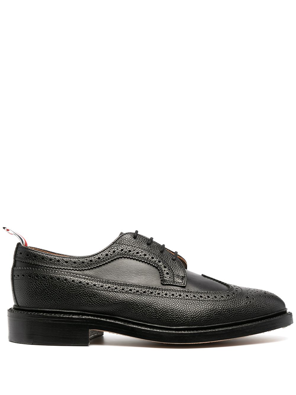 Thom Browne 卵石纹长翼布洛克鞋 - 黑色