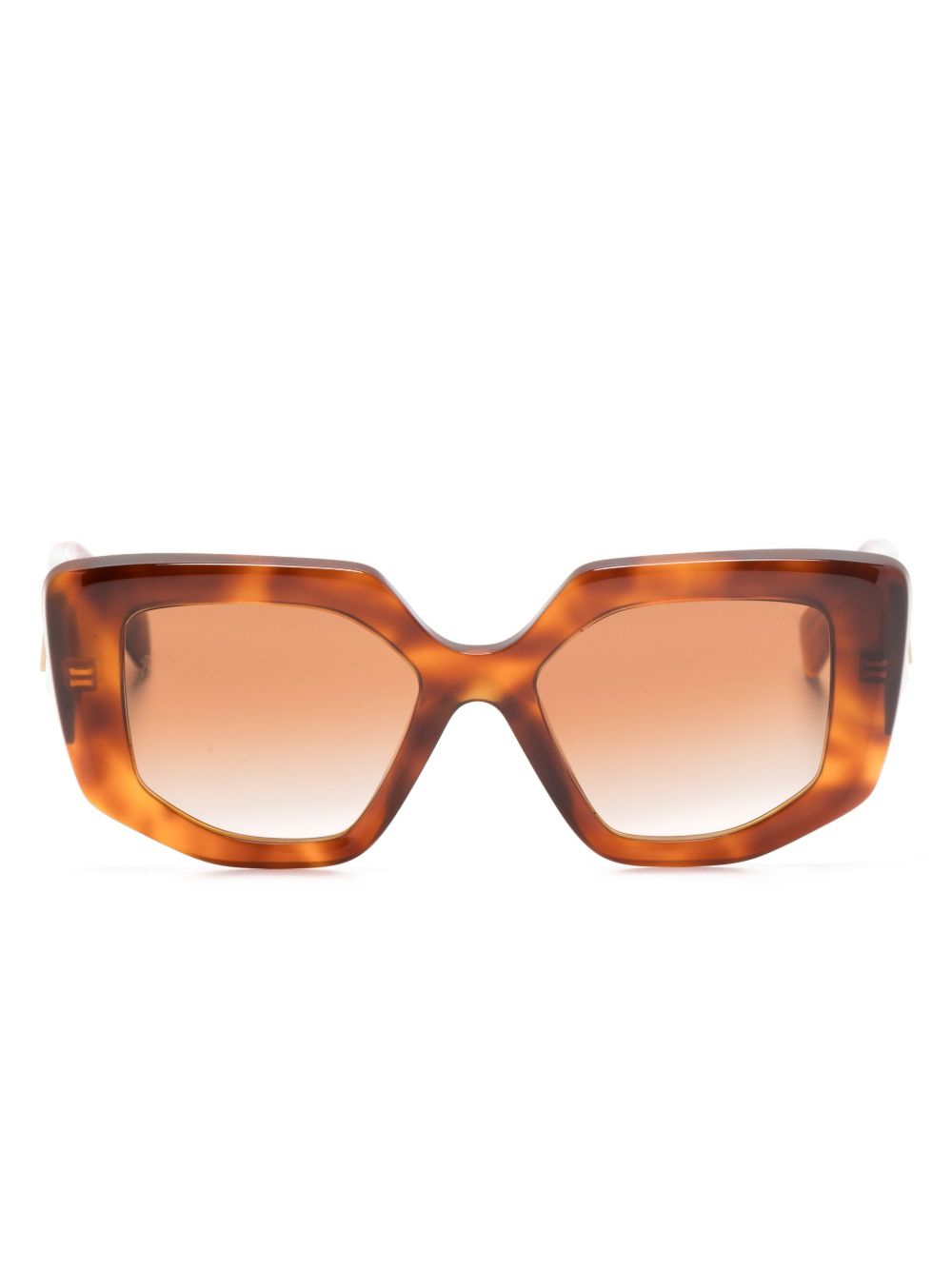 Prada Eyewear 三角形logo方框太阳眼镜 - 褐色