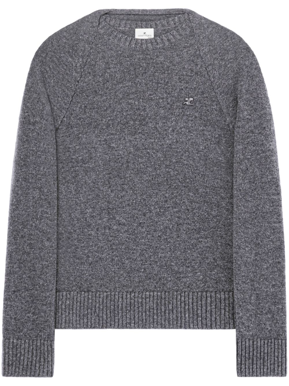 Courrèges 分层式logo刺绣毛衣 - 灰色