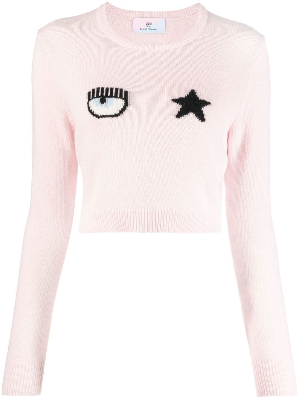 Chiara Ferragni logo刺绣针织毛衣 - 粉色