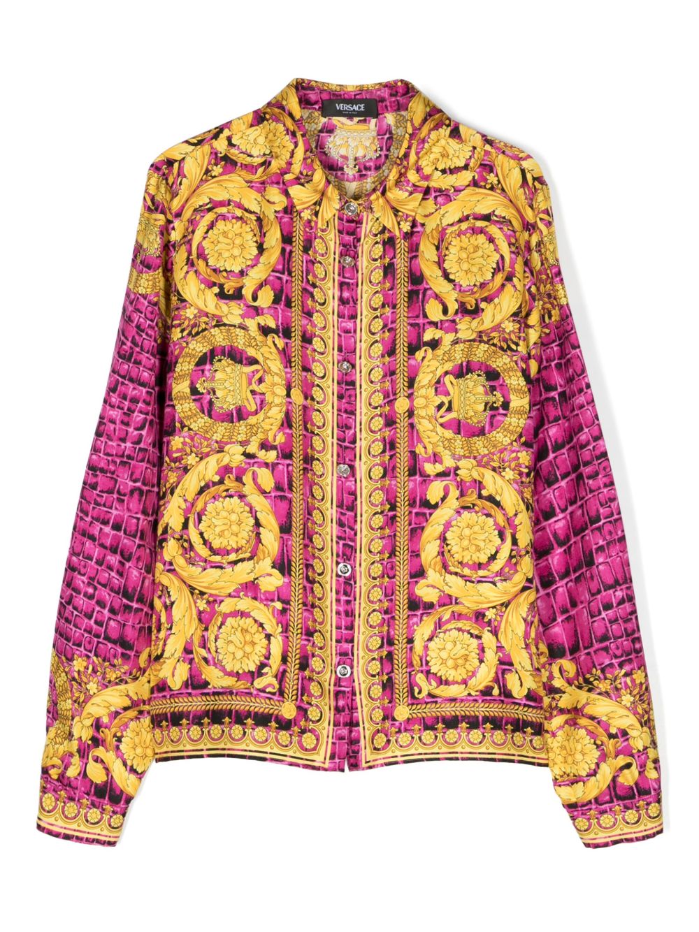Versace Kids Barocco Kids 印花真丝衬衫 - 粉色