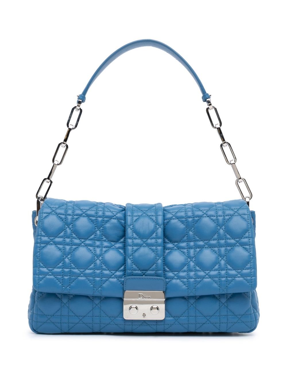 Christian Dior Pre-Owned Cannage New Lock Flap 小羊皮单肩包（2011年典藏款） - 蓝色