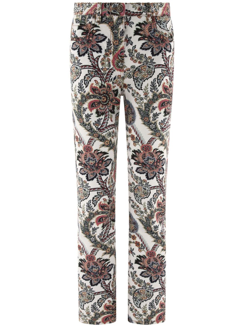ETRO 佩斯理印花直筒牛仔裤 - 白色