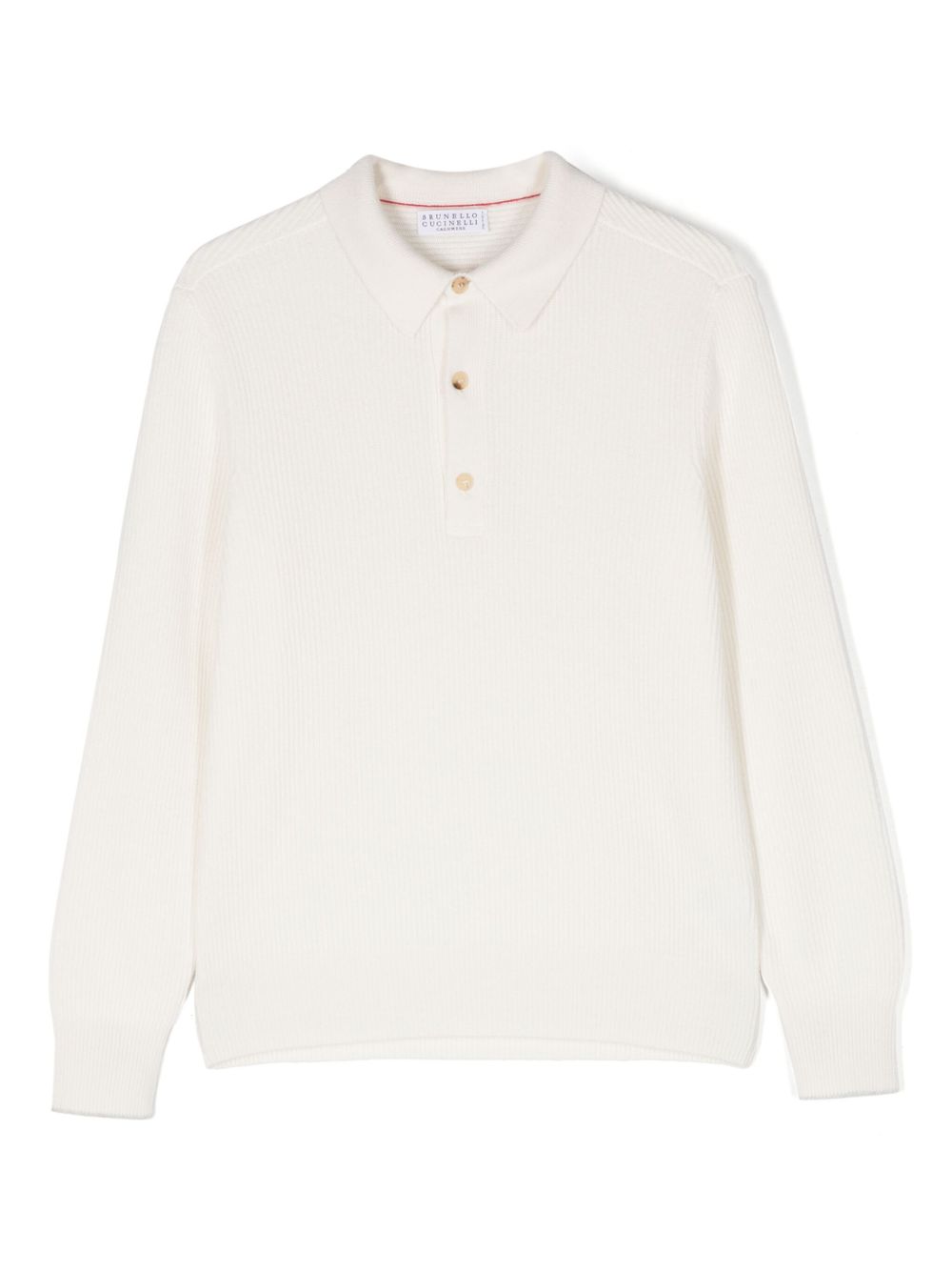 Brunello Cucinelli Kids 纽扣罗纹针织毛衣 - 白色