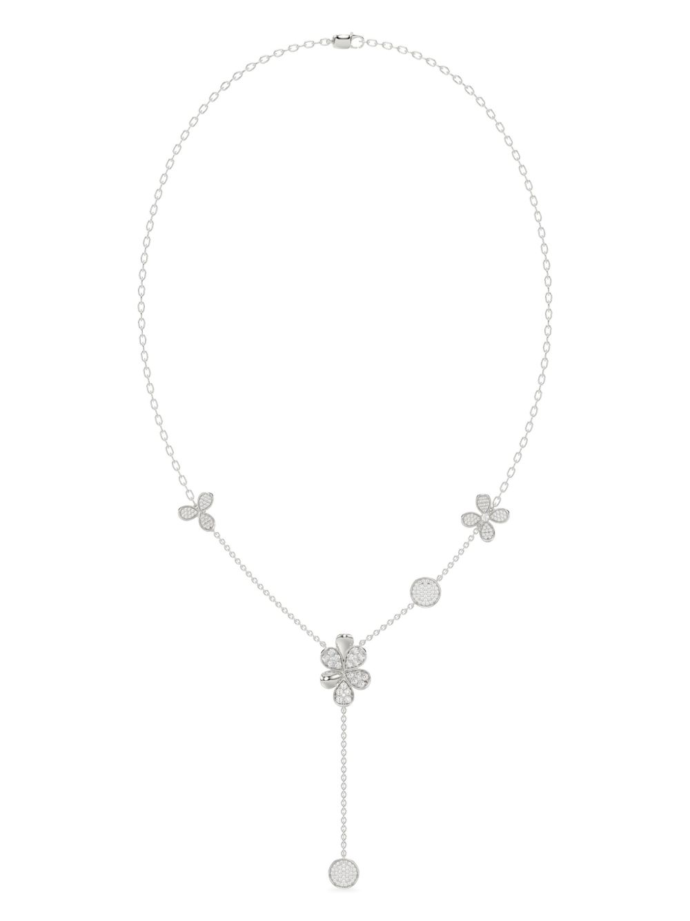 Marchesa 18K白金花卉钻石项链 - 白色
