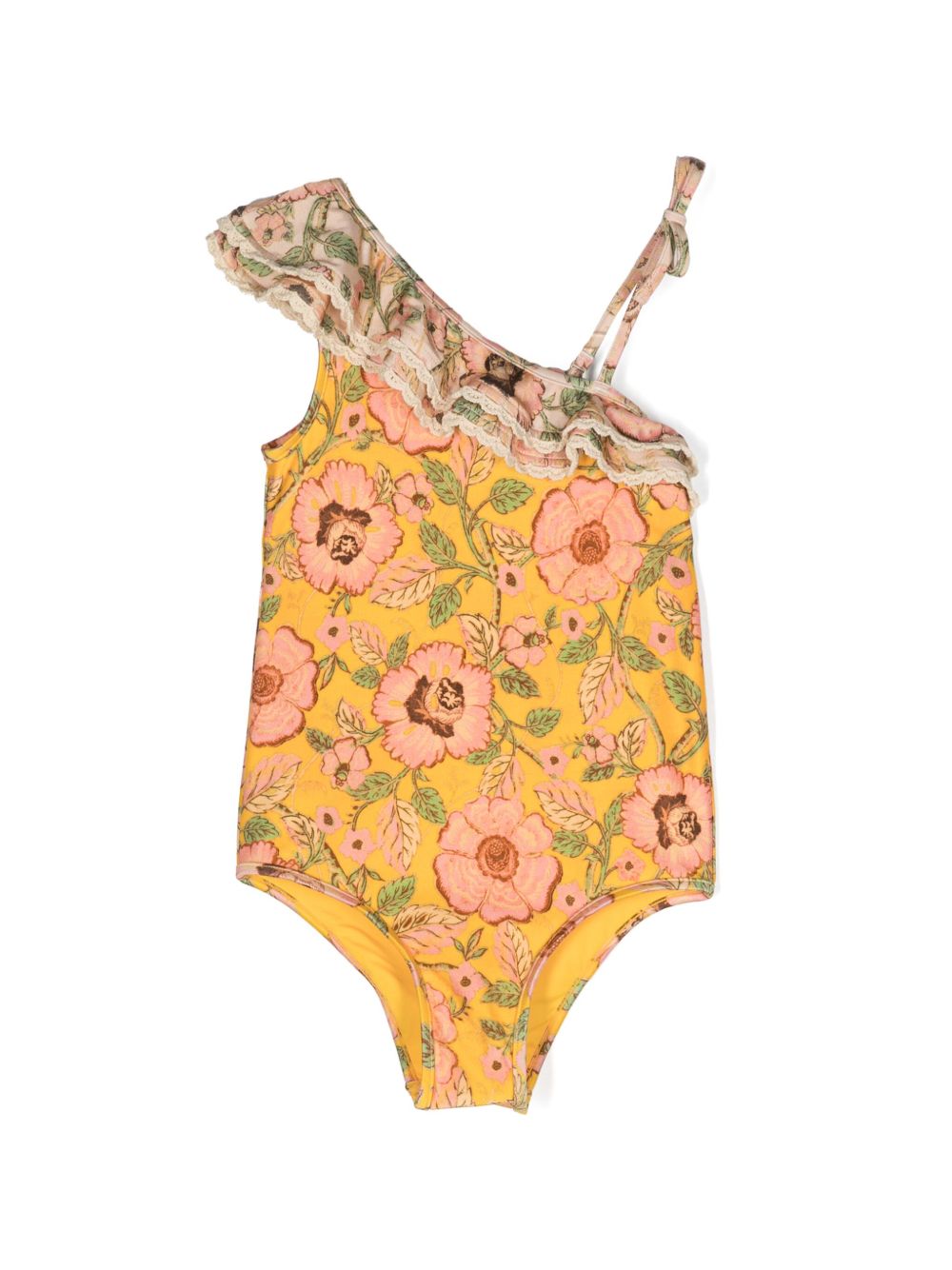 ZIMMERMANN Kids Junie 花卉印花连体泳衣 - 橘色