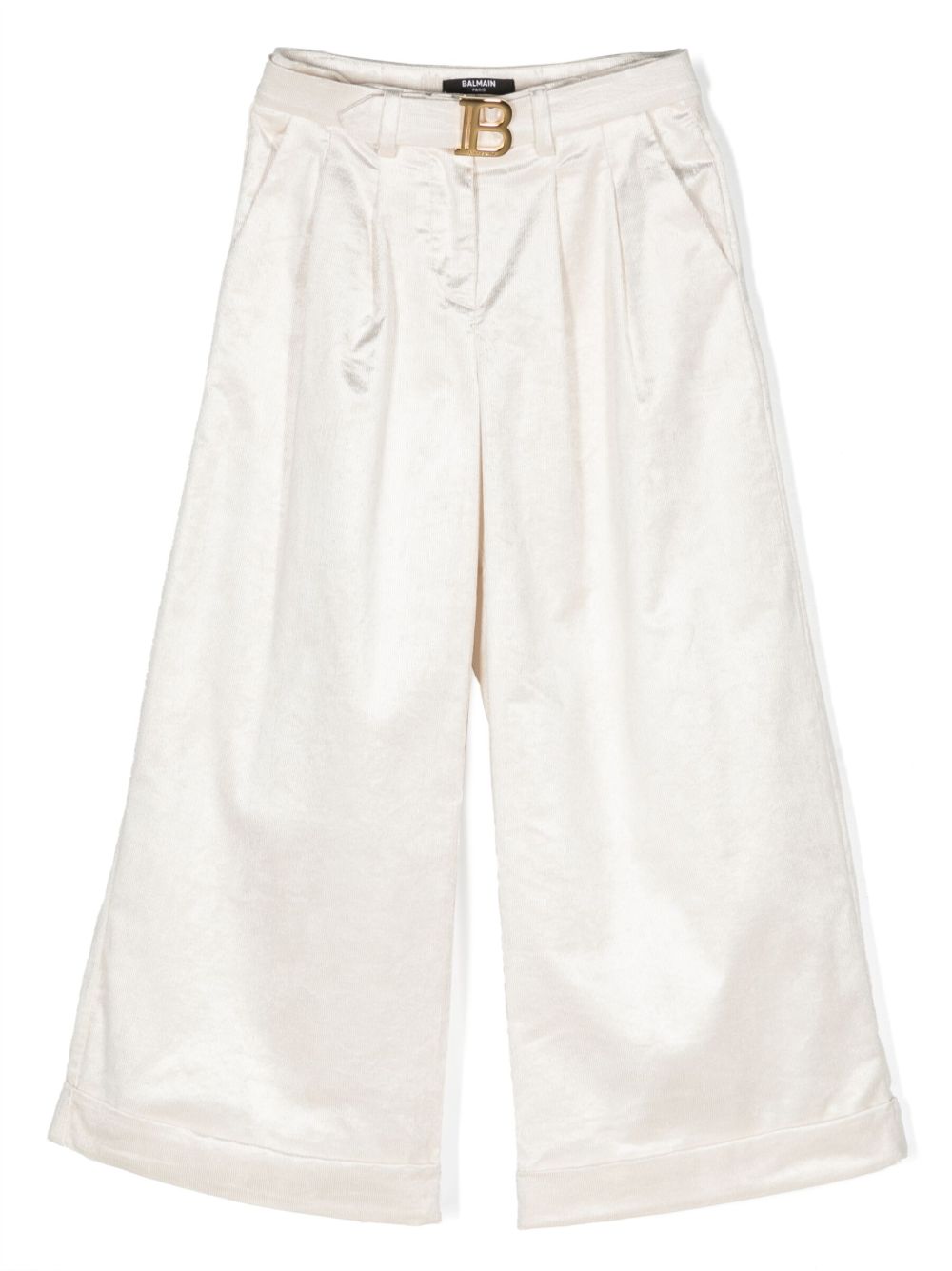 Balmain Kids logo标牌阔腿长裤 - 白色