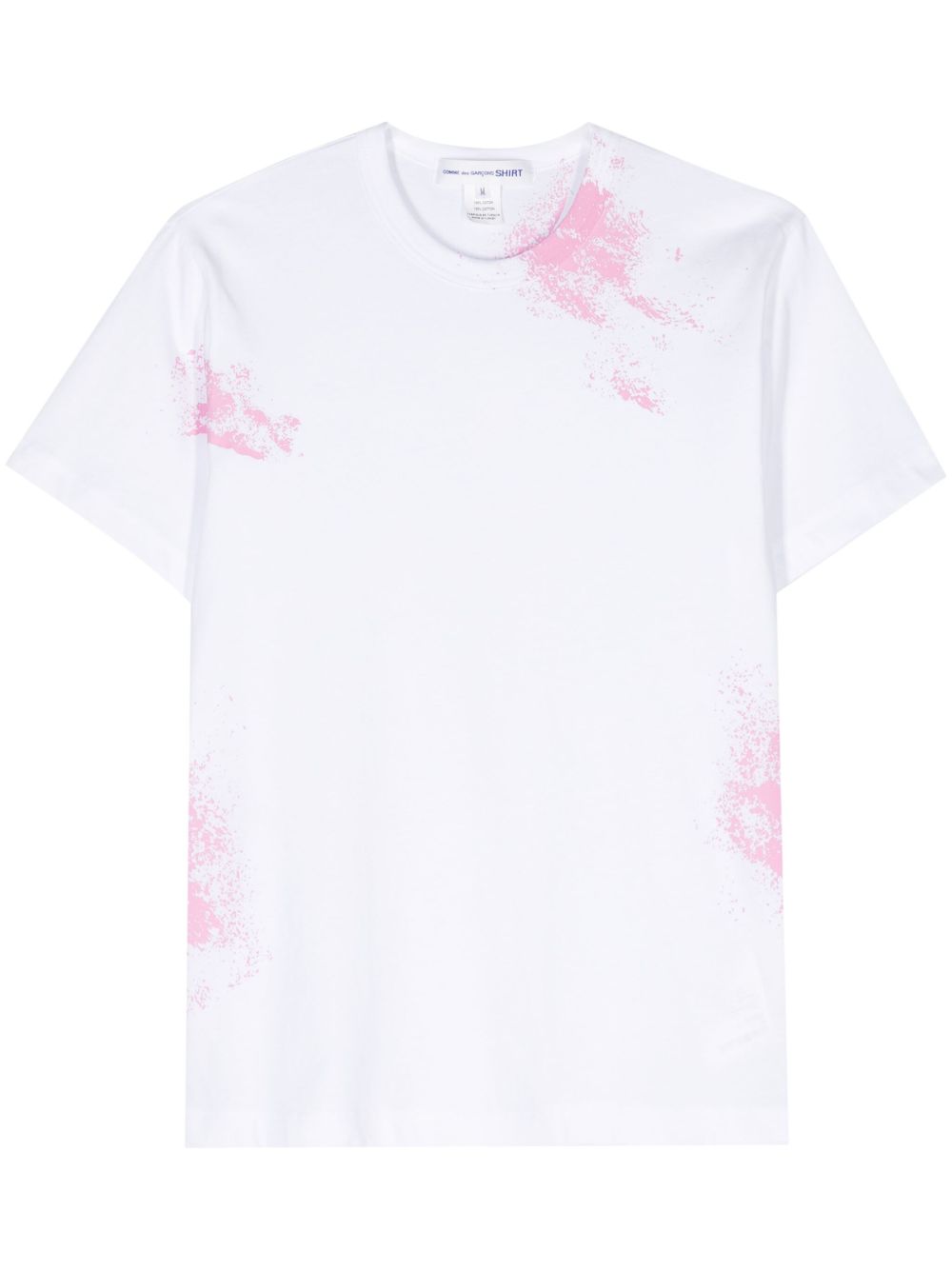 Comme Des Garçons Shirt 泼漆效果细节棉T恤 - 白色
