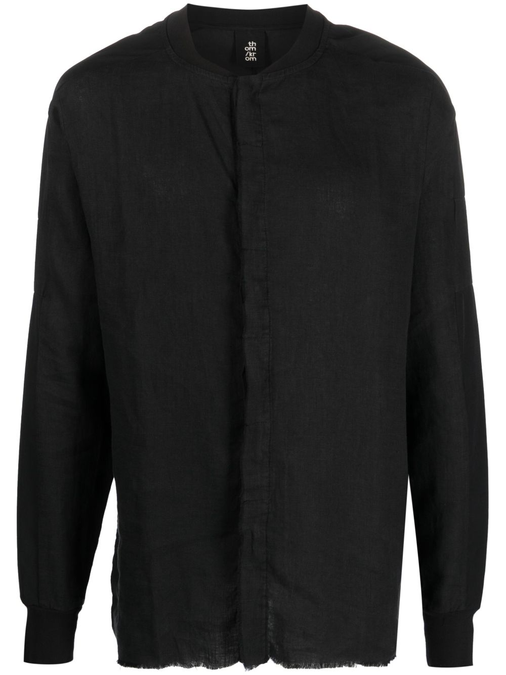 Thom Krom band collar linen shirt - 黑色