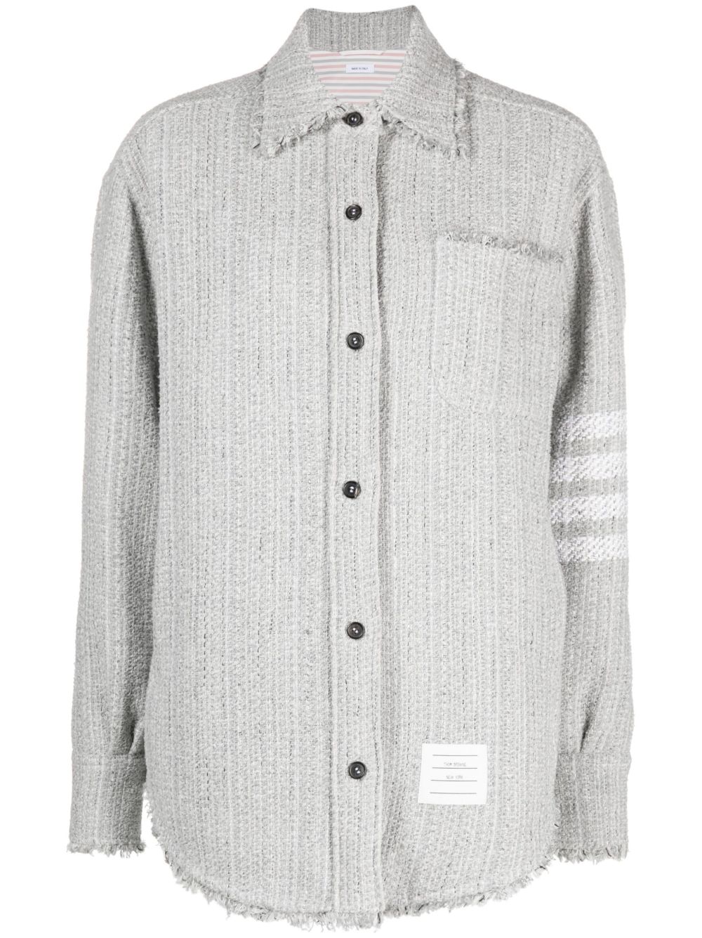 Thom Browne 四条纹超大款衬衫式夹克 - 灰色