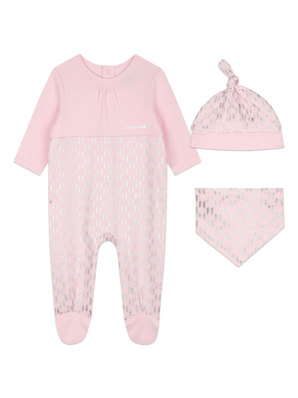 Karl Lagerfeld Kids 棉连体衣套装 （三件装) - 粉色